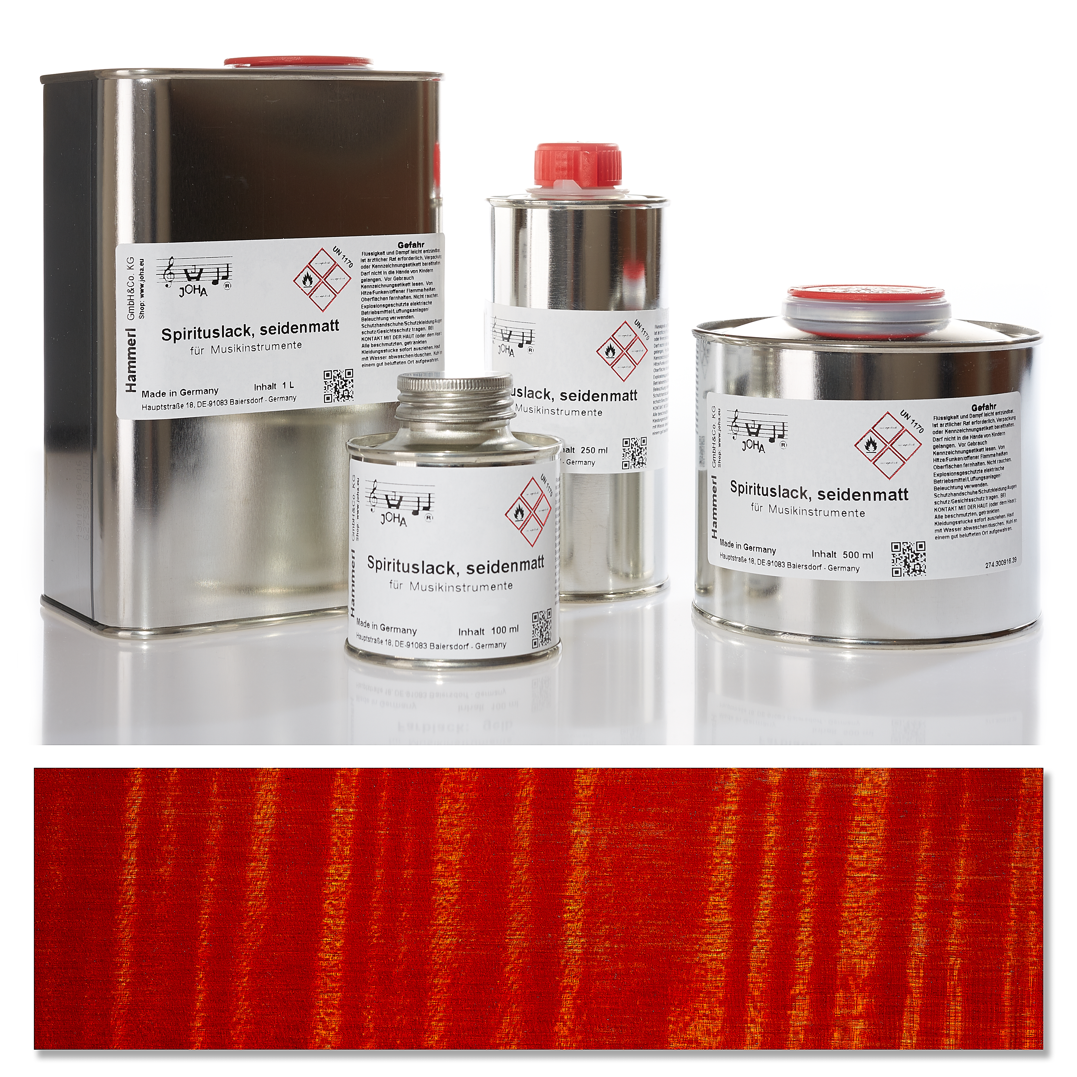 Spiritus Farblack, seidenmatt, rot