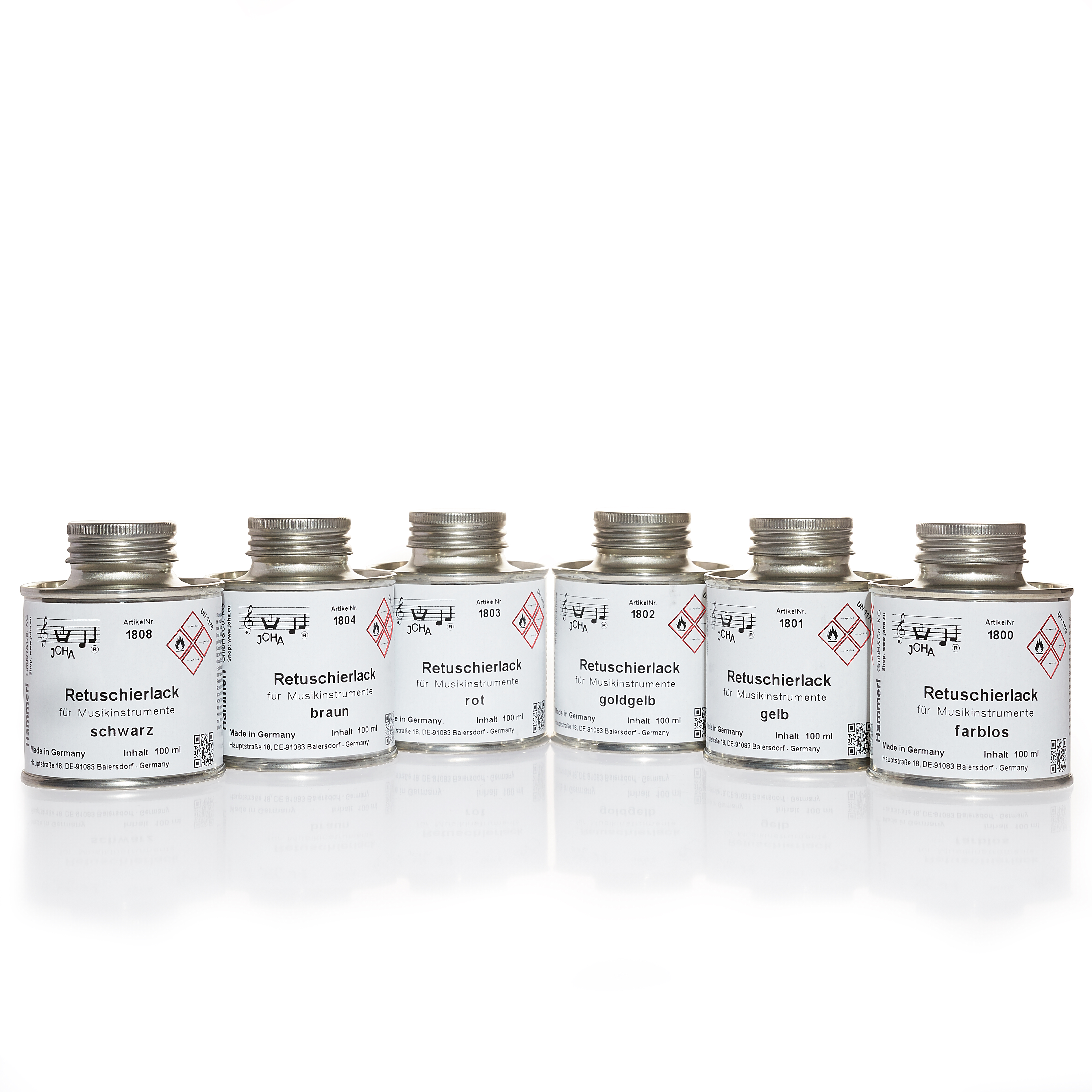Retouching varnish assortment, all 6 colors