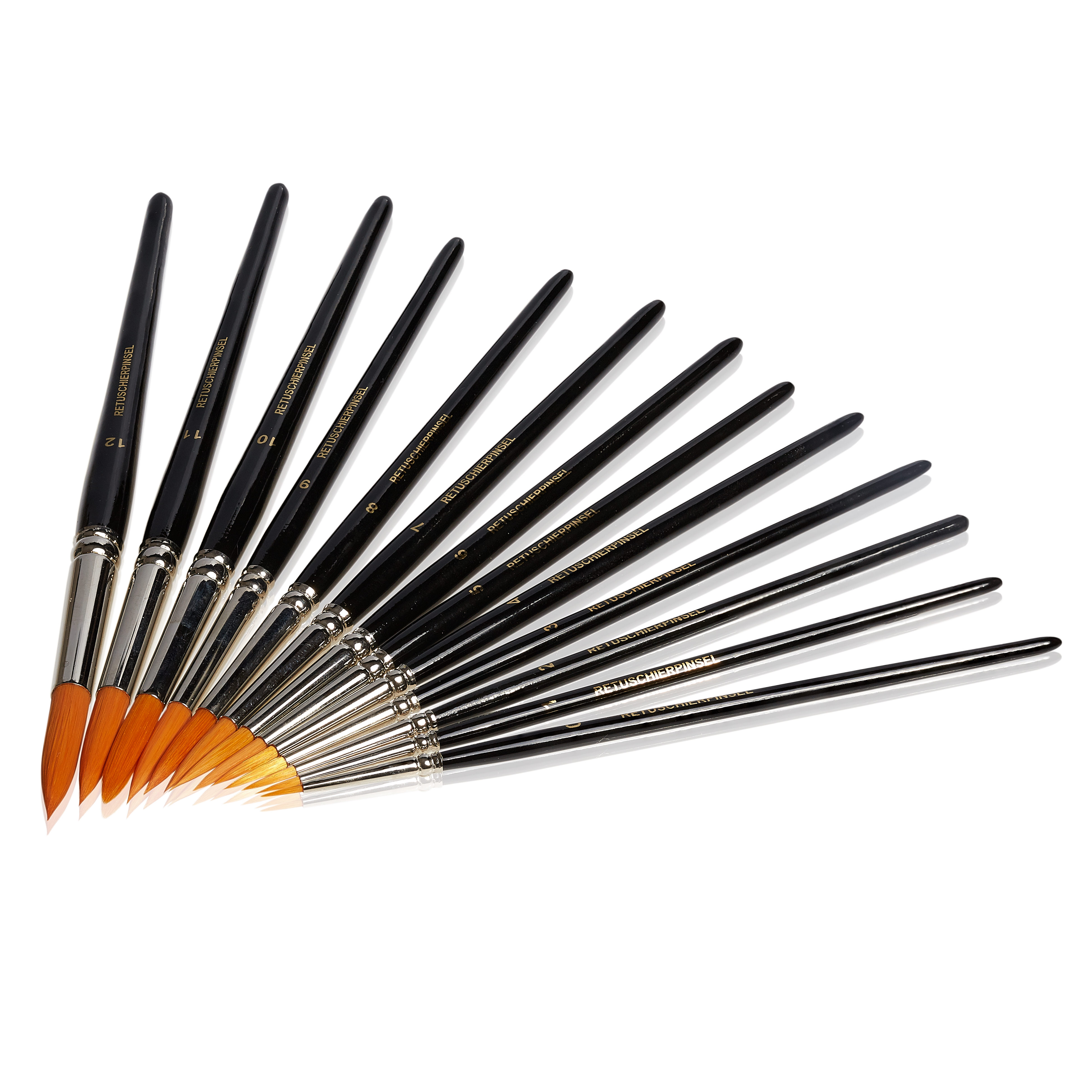 Retouching brush, synthetic, pointed